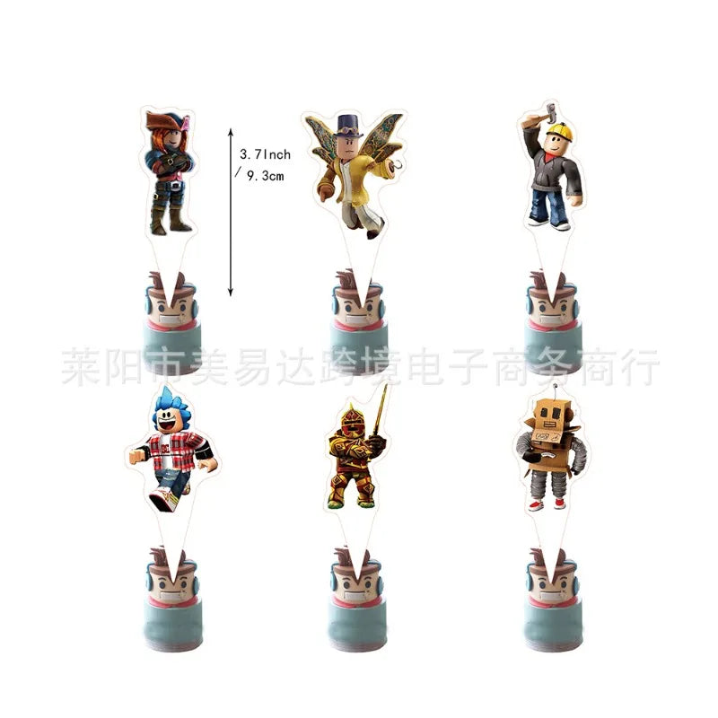 Roblox Birthday Party Supplies 4Pcs Set – Balloons & Cake Toppers