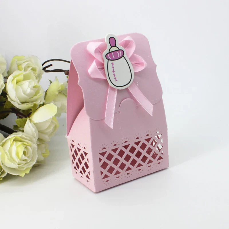 LeoLok 12Pcs Baby Shower Gift Boxes – Pastel Favor Boxes with Bows
