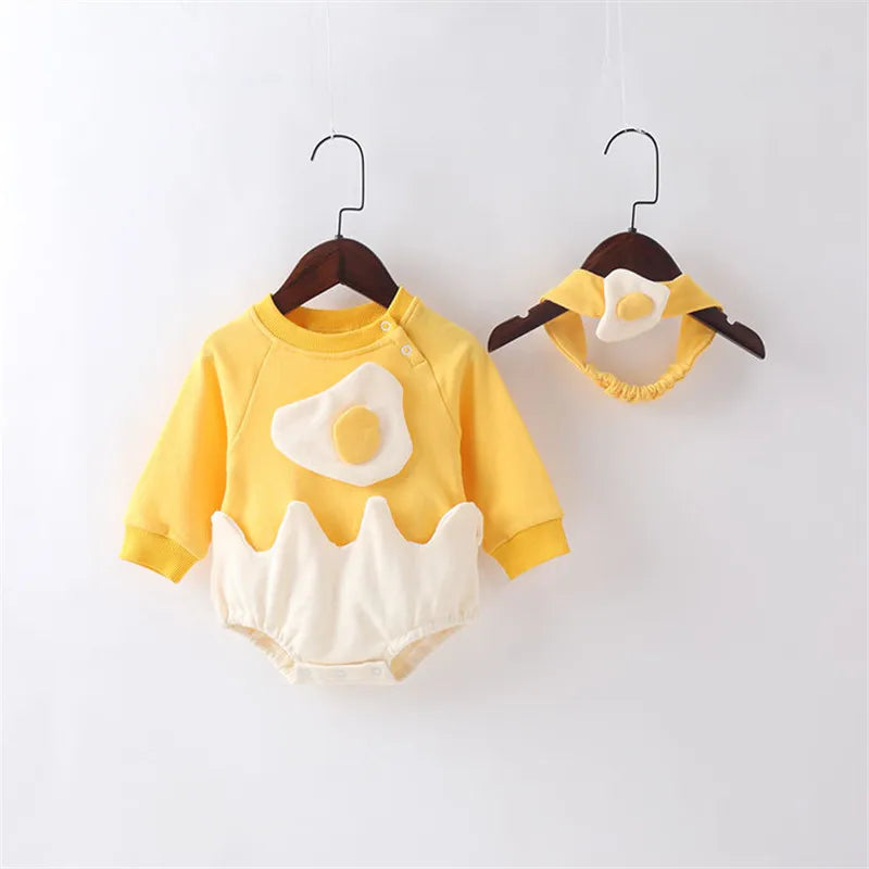 Baby Fried Egg Patchwork Romper Set