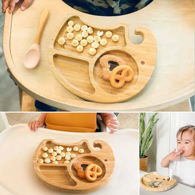 Bamboo Baby Tableware Set – Non-Slip Bowl, Plate & Utensils (6-Piece)