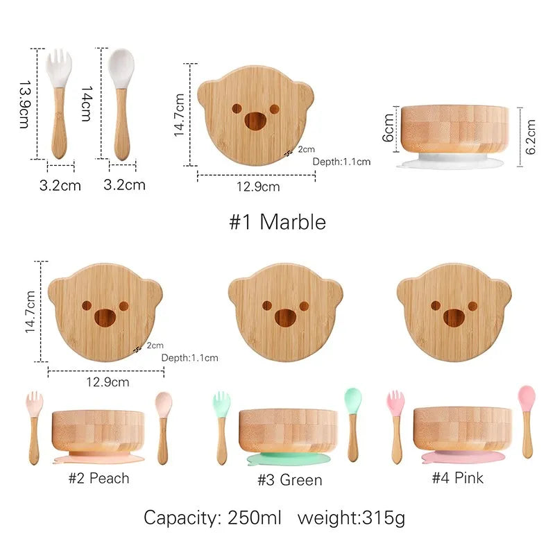 Bamboo Baby Tableware Set – Non-Slip Bowl, Plate & Utensils (6-Piece)