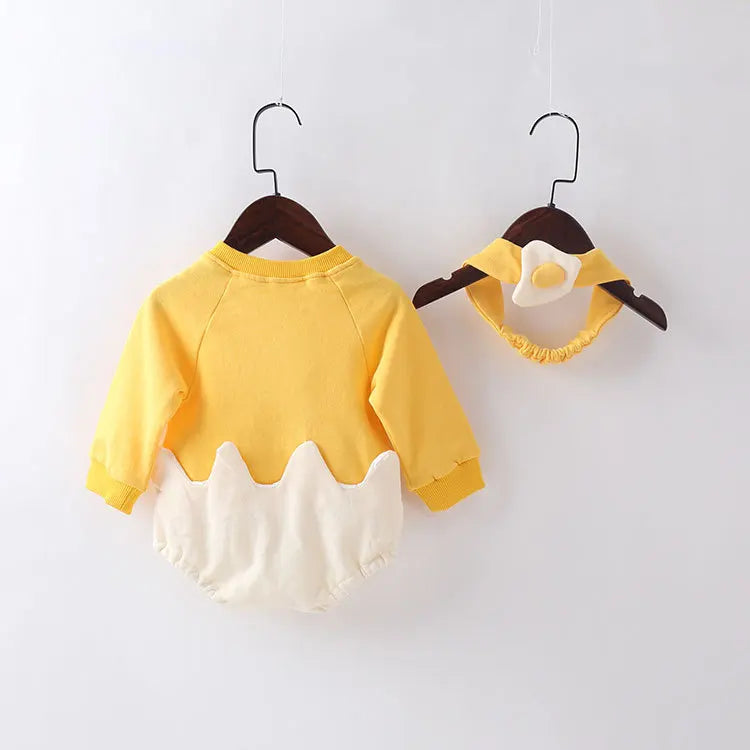 Baby Fried Egg Patchwork Romper Set