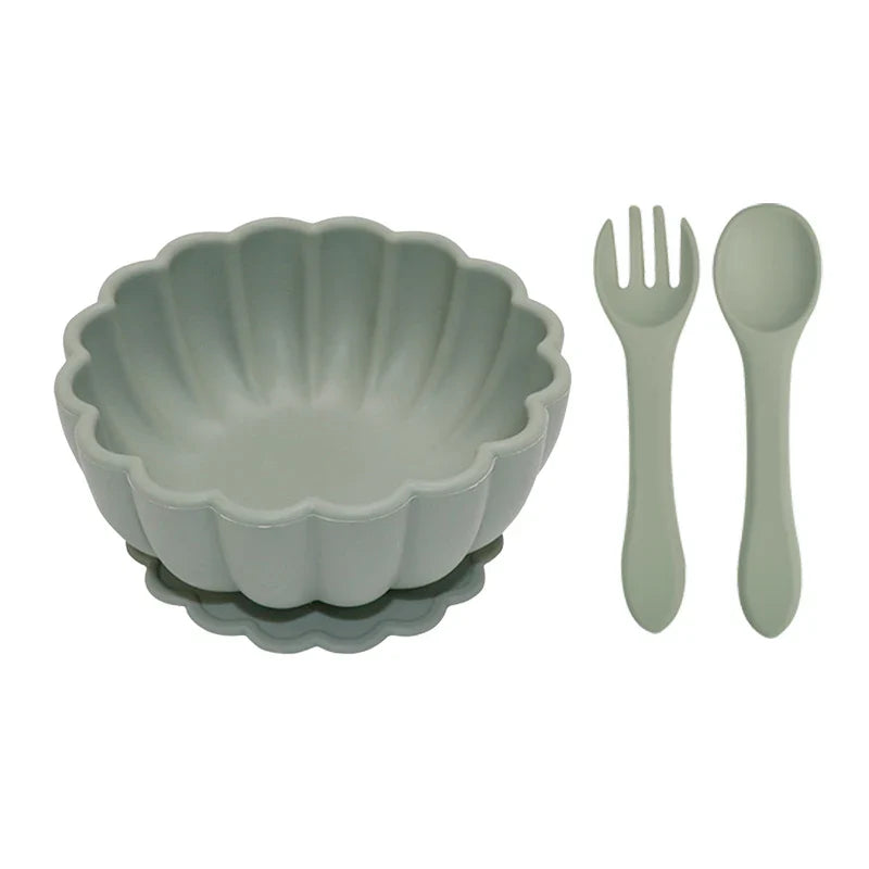 BouBBO Silicone Baby Feeding Set – Suction Bowl, Fork & Spoon