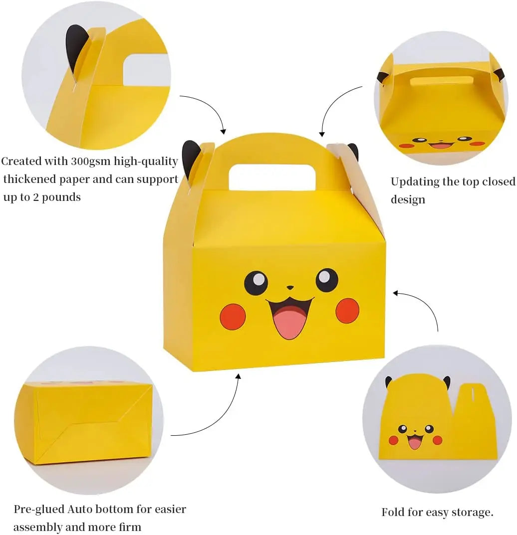 Pikachu Party Gift Bags 12/24 Pack – Pokemon Birthday Favor Boxes