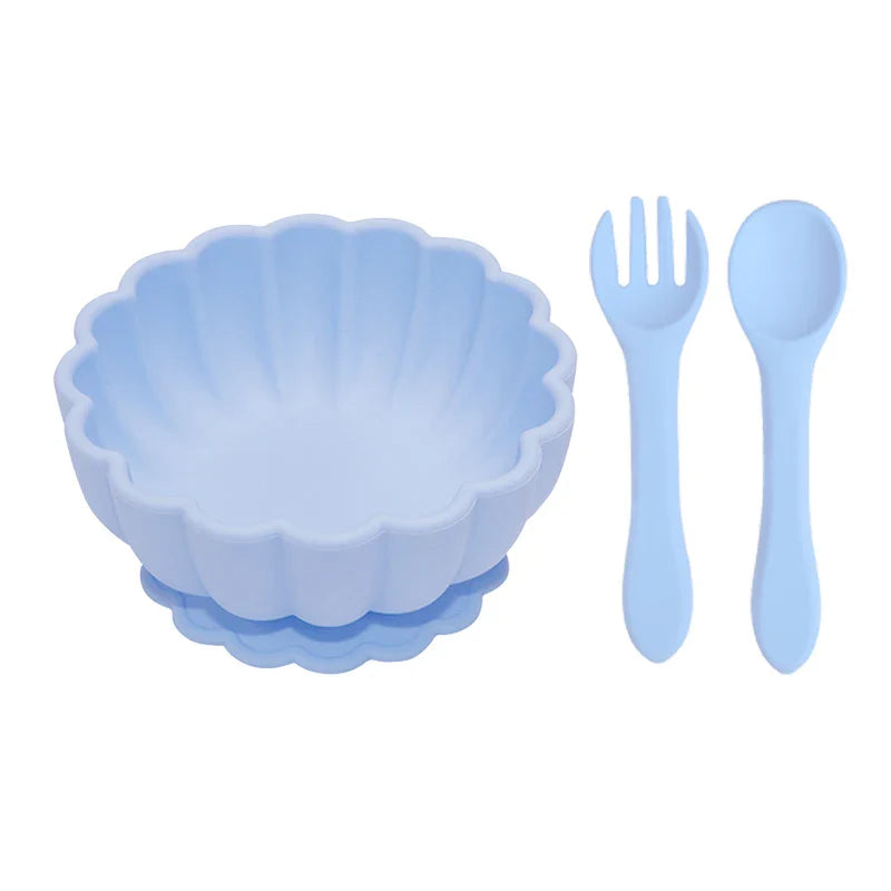 BouBBO Silicone Baby Feeding Set – Suction Bowl, Fork & Spoon