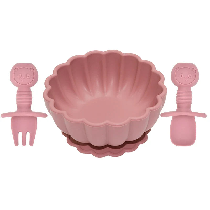BouBBO Silicone Baby Feeding Set – Suction Bowl, Fork & Spoon