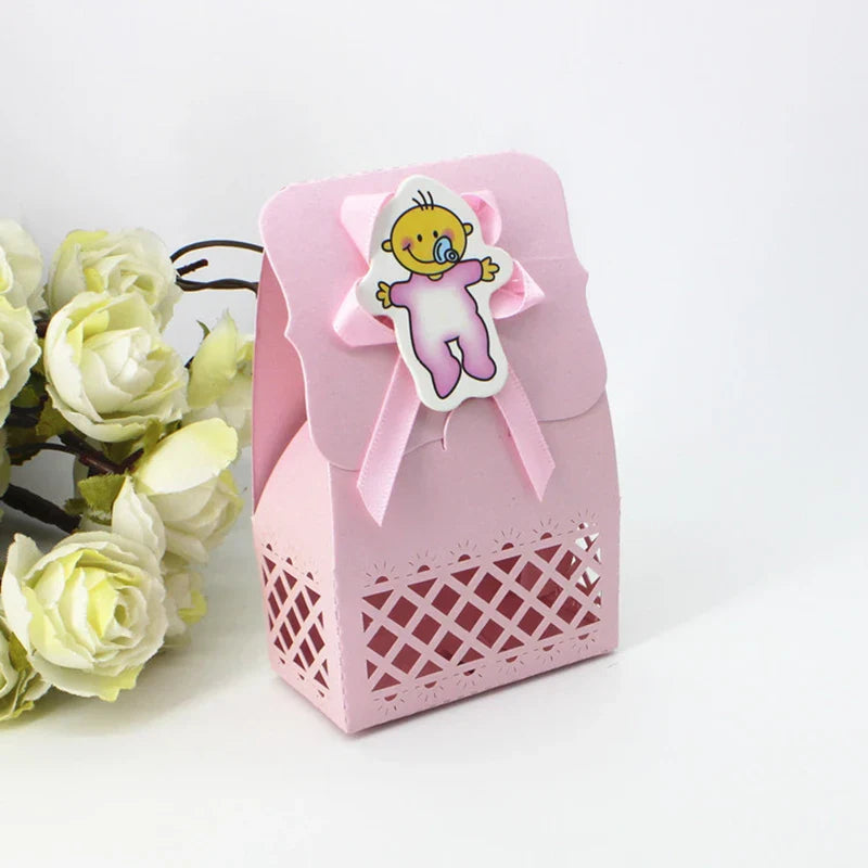 LeoLok 12Pcs Baby Shower Gift Boxes – Pastel Favor Boxes with Bows