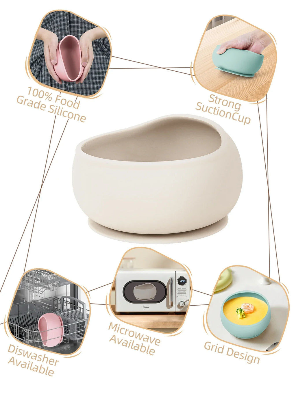Food-Grade Silicone Baby Feeding Set - Suction Bowl & Spoon