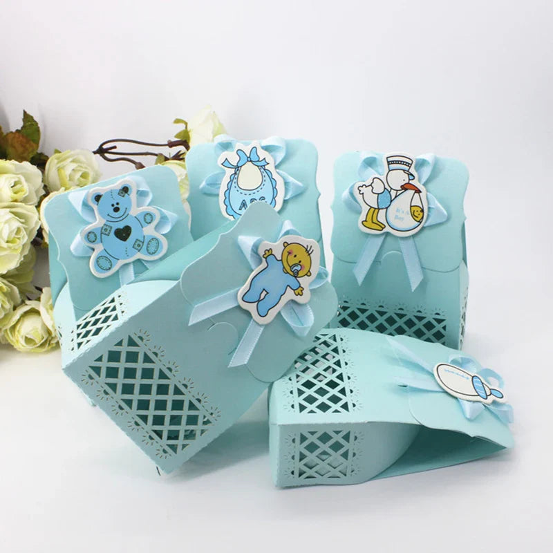 LeoLok 12Pcs Baby Shower Gift Boxes – Pastel Favor Boxes with Bows