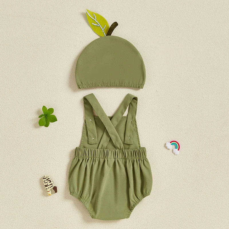 Baby Fruit Overalls Romper with Hat