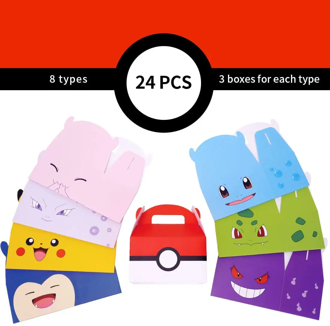 Pikachu Party Gift Bags 12/24 Pack – Pokemon Birthday Favor Boxes