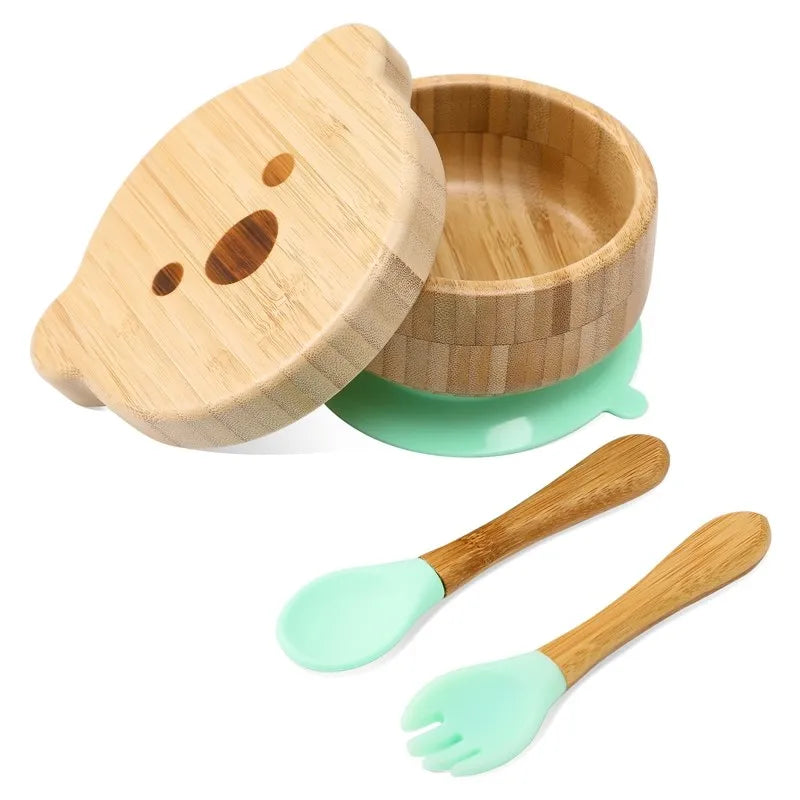 Bamboo Baby Tableware Set – Non-Slip Bowl, Plate & Utensils (6-Piece)