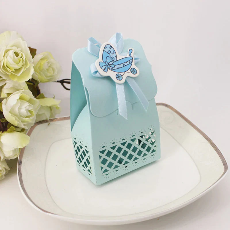 LeoLok 12Pcs Baby Shower Gift Boxes – Pastel Favor Boxes with Bows