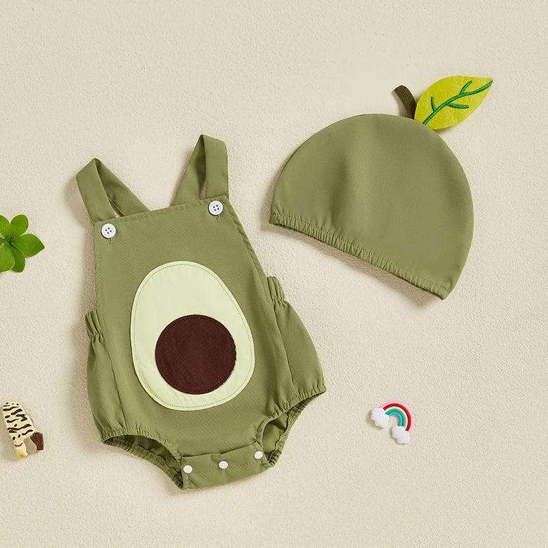 Baby Fruit Overalls Romper with Hat