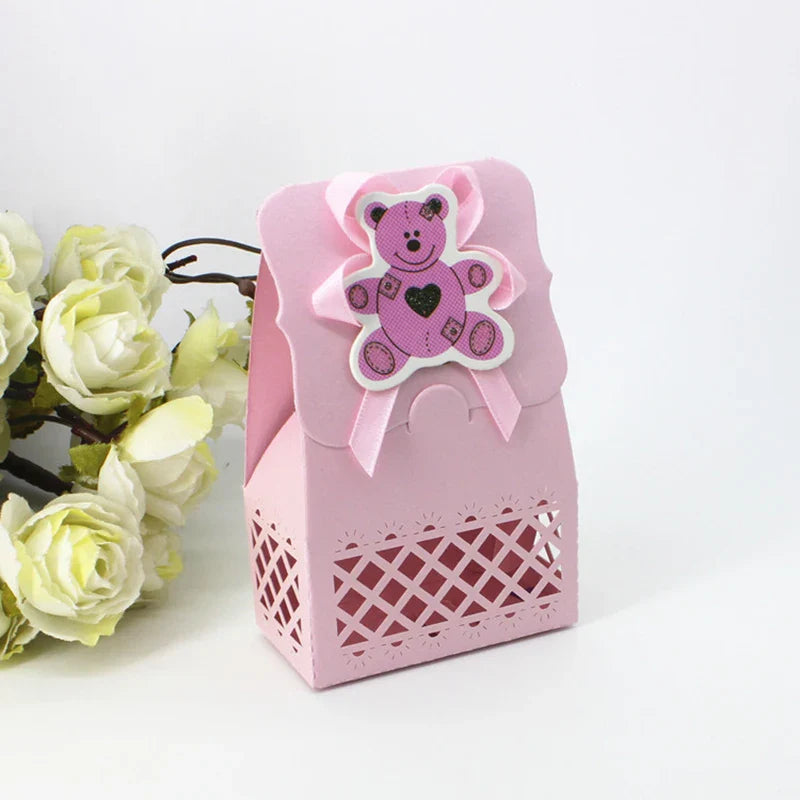 LeoLok 12Pcs Baby Shower Gift Boxes – Pastel Favor Boxes with Bows