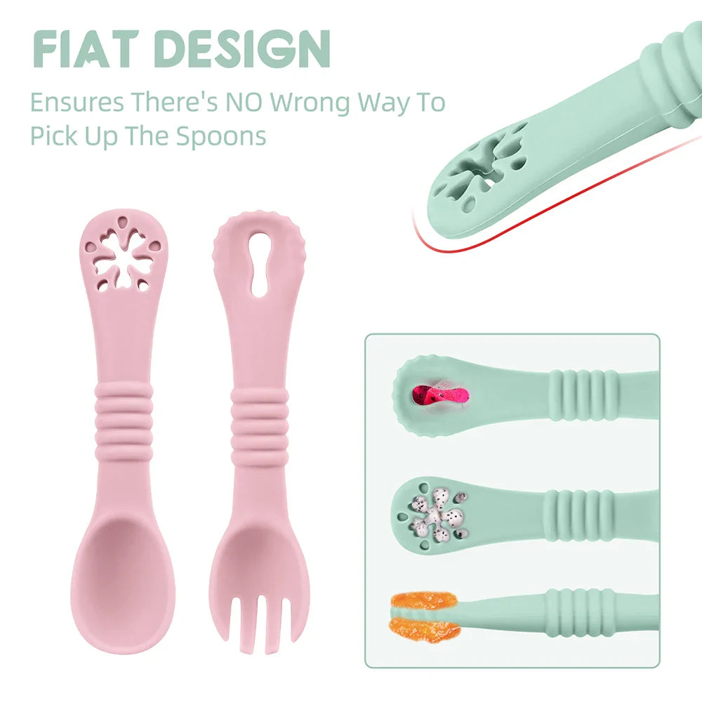 Food-Grade Silicone Baby Feeding Set - Suction Bowl & Spoon