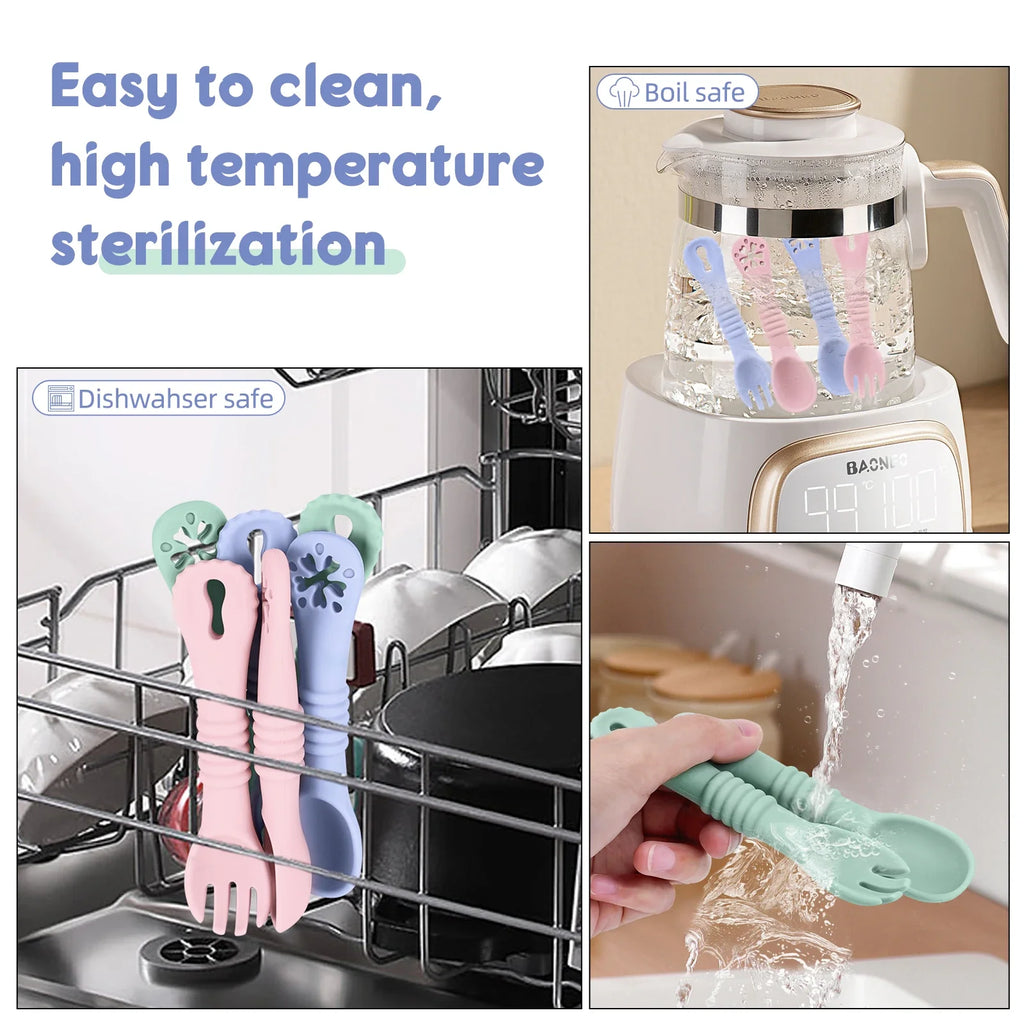 Food-Grade Silicone Baby Feeding Set - Suction Bowl & Spoon
