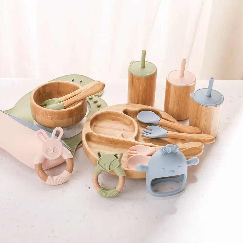 Bamboo Baby Tableware Set – Non-Slip Bowl, Plate & Utensils (6-Piece)