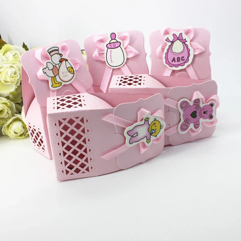 LeoLok 12Pcs Baby Shower Gift Boxes – Pastel Favor Boxes with Bows
