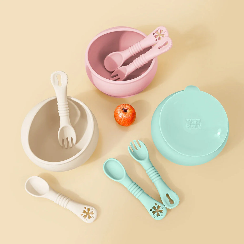 Food-Grade Silicone Baby Feeding Set - Suction Bowl & Spoon