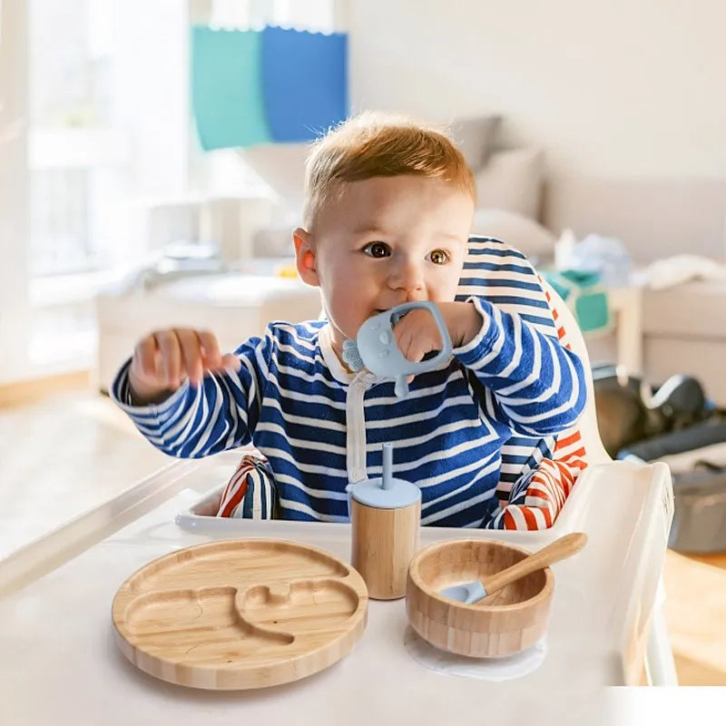 Bamboo Baby Tableware Set – Non-Slip Bowl, Plate & Utensils (6-Piece)