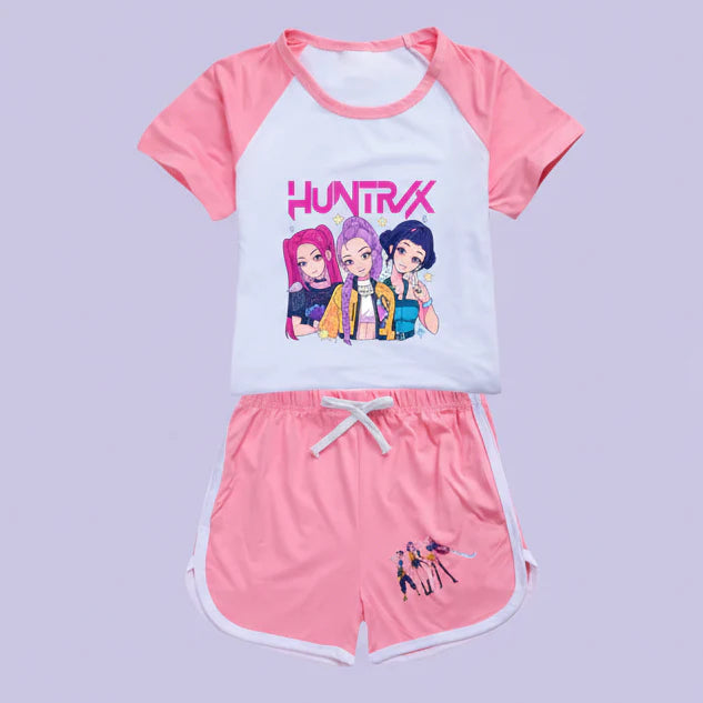 KPop Demon Hunters T-shirt + Sport Shorts 2pcs Set