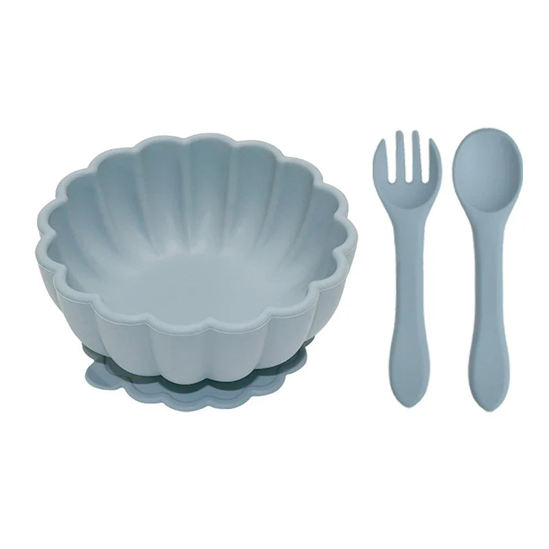 BouBBO Silicone Baby Feeding Set – Suction Bowl, Fork & Spoon