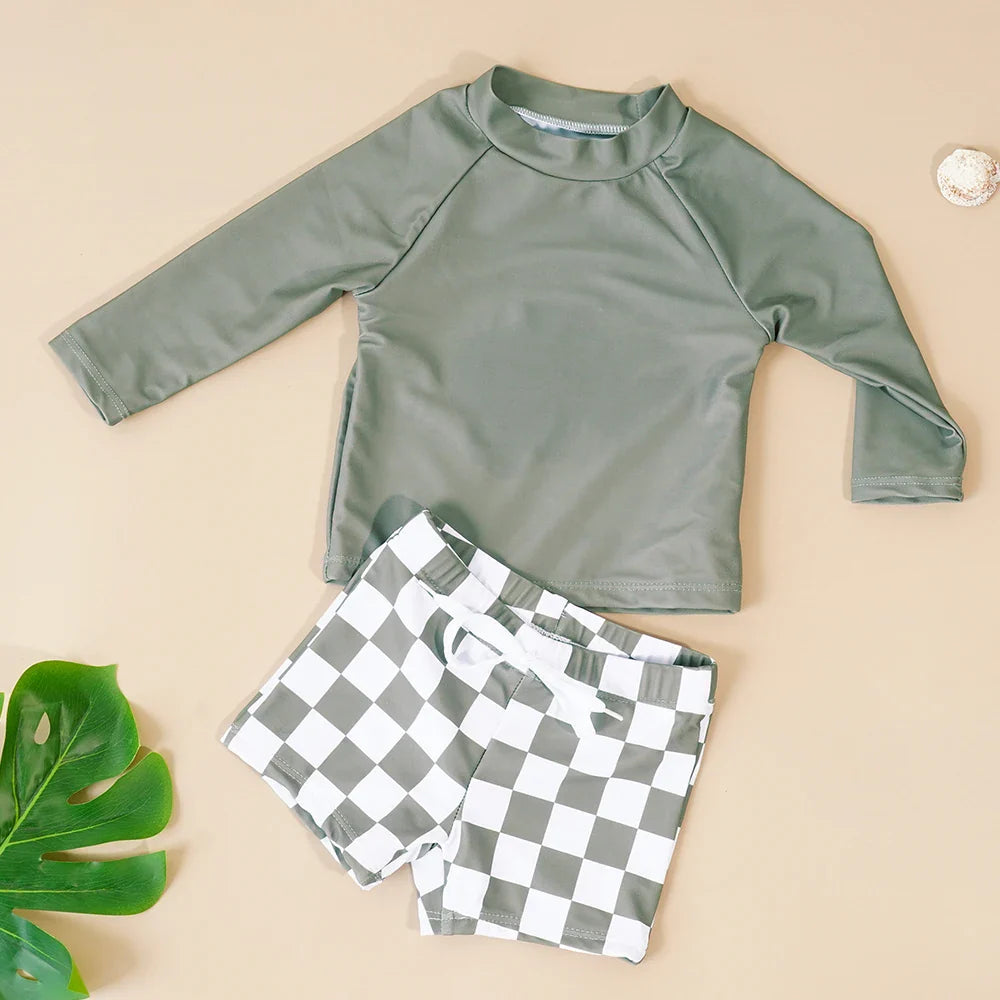 Baby Boys Long Sleeved Swimsuit 2pcs Set