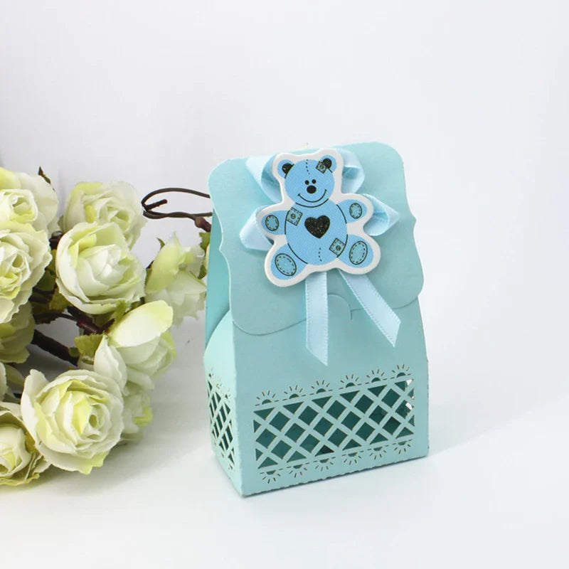 LeoLok 12Pcs Baby Shower Gift Boxes – Pastel Favor Boxes with Bows