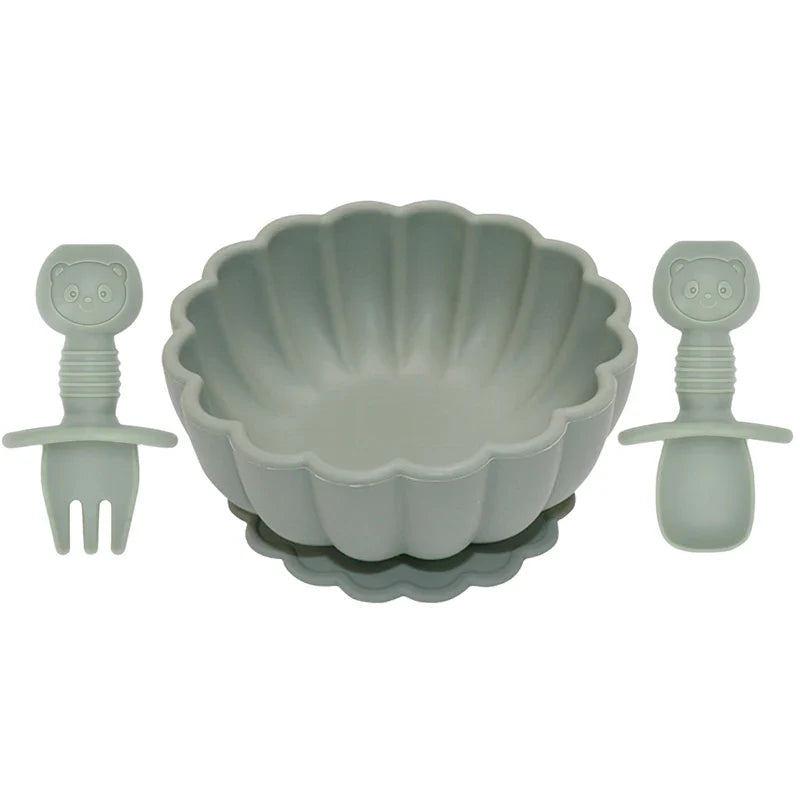 BouBBO Silicone Baby Feeding Set – Suction Bowl, Fork & Spoon