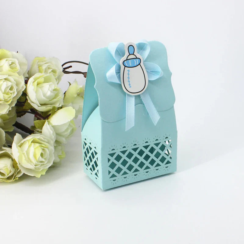 LeoLok 12Pcs Baby Shower Gift Boxes – Pastel Favor Boxes with Bows