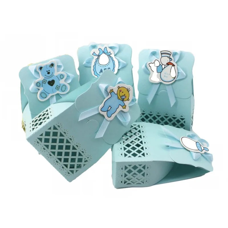 LeoLok 12Pcs Baby Shower Gift Boxes – Pastel Favor Boxes with Bows