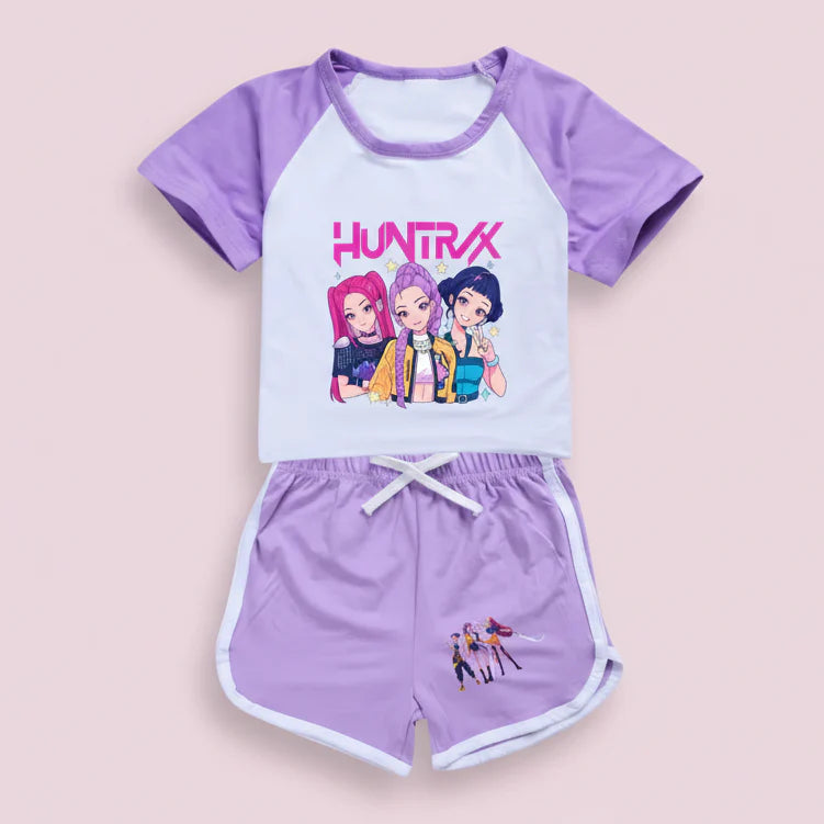 KPop Demon Hunters T-shirt + Sport Shorts 2pcs Set