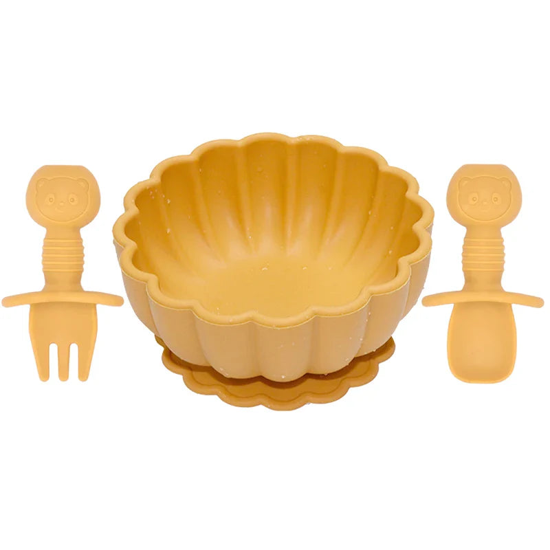 BouBBO Silicone Baby Feeding Set – Suction Bowl, Fork & Spoon