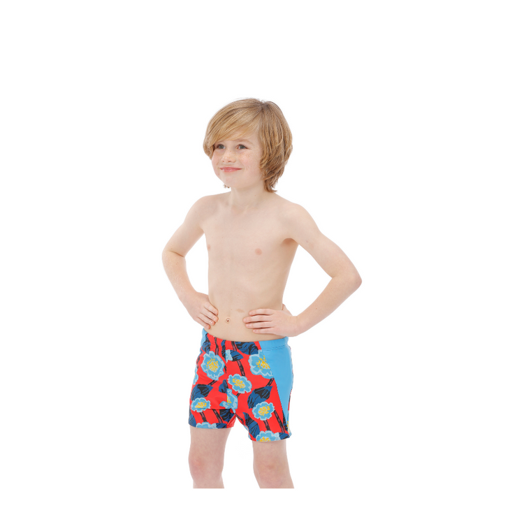 Boy’s Swim Shorties – Floral Blue *