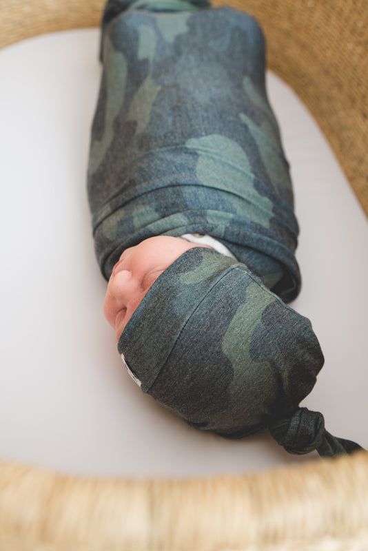 Copper Pearl Top Knot Hat Hunter 0-4m