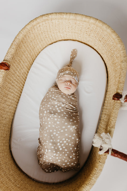 Copper Pearl Knitted Swaddle Blanket Fawn