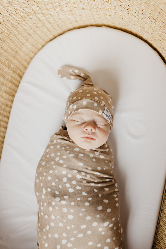 Copper Pearl Knitted Swaddle Blanket Fawn