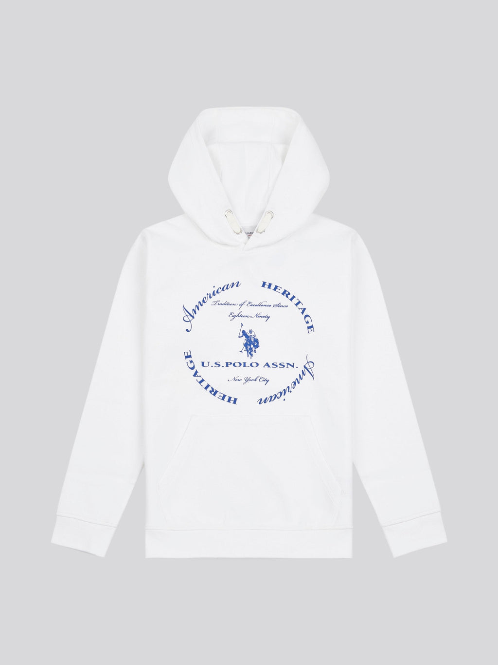 Boys Premium Print Interlock Hoodie in Bright White