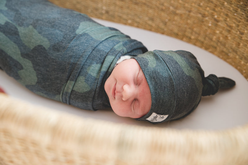 Copper Pearl Top Knot Hat Hunter 0-4m