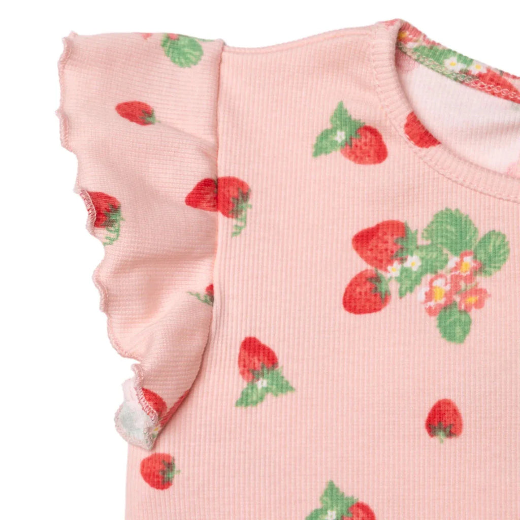HelloBaby Girls Blouse & Leggings Set Cherry Print Berry Belle Crew Neck Full Length Short Sleeve - Pink Printed