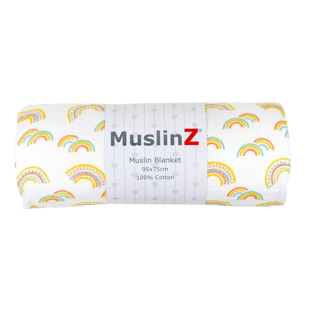 Cotton Muslin Baby Blanket - Rainbow or Woodland