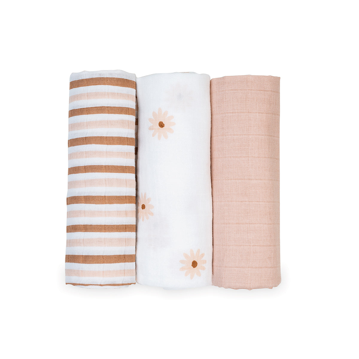 Lulujo - 3 Pack Mini Muslin Cloths - Daisies