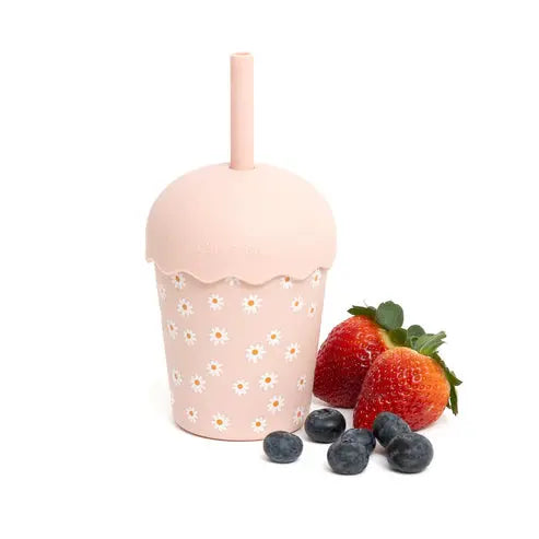 Pink Daisy Mini Toddler Smoothie Cup & Straw 200ml