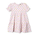 HelloBaby Girls Dress Ditsy Flower Crew Neck Short Sleeve - Ecru Printed