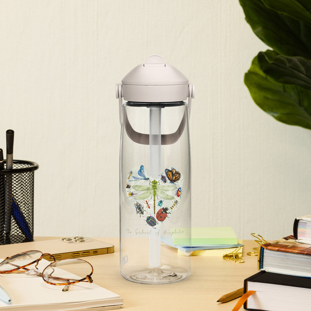 Flip straw water bottle