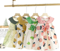 New Summer dress Clouds Cotton Dress Sleeveless Girl's Bow Cute Dress Breathable Comfortable 100cm