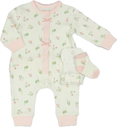 Baby Girls 3pc Romper Set Pink Floral from new born to 9 month