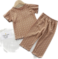 Summer Girls/boys Outer Wear Short-sleeved Thin Suit Baby Summer Two-piece Western Style  Style Air-conditioning Suit New 80cm