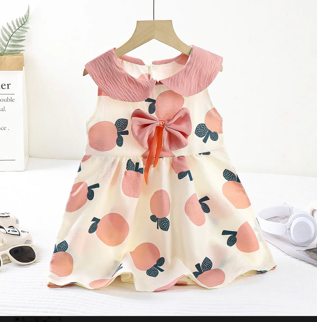New Summer dress Clouds Cotton Dress Sleeveless Girl's Bow Cute Dress Breathable Comfortable 100cm
